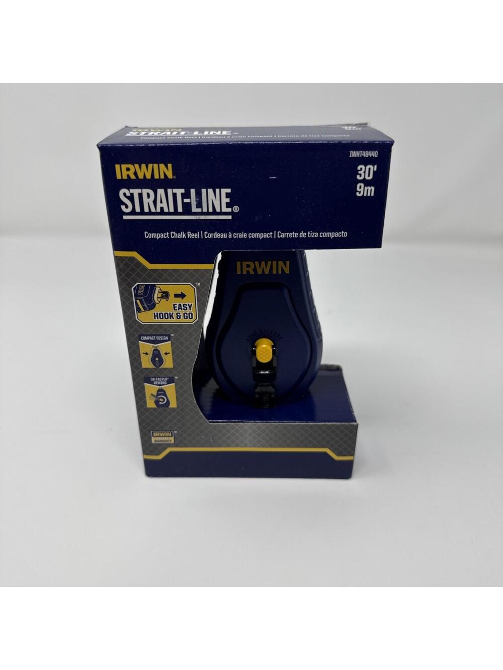 IRWIN Tools STRAIT-LINE COMPACT Chalk Reel, 30 ft. 1 Count (Pack of 1), blue
